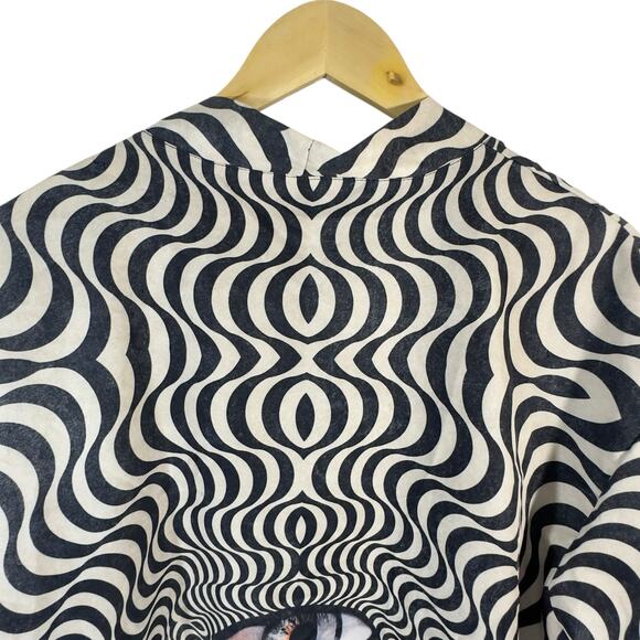 Shroom Beach Psychedelic Kimono Shirt Trippy Optical Illusion Eye Festival Wear - Picture 6 of 7